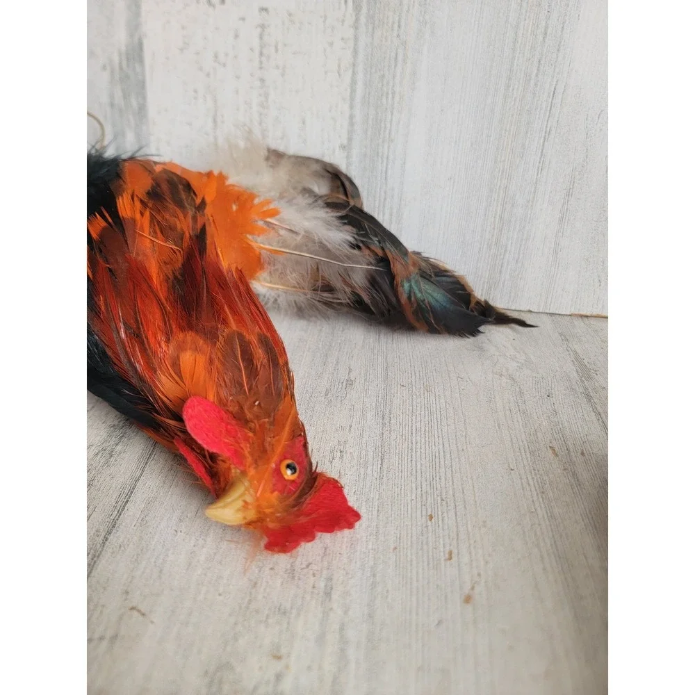 Realistic faux hen rooster feather unique vintage farm home decor